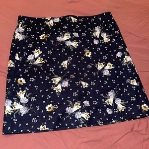 Navy blue floral business causal skirt
